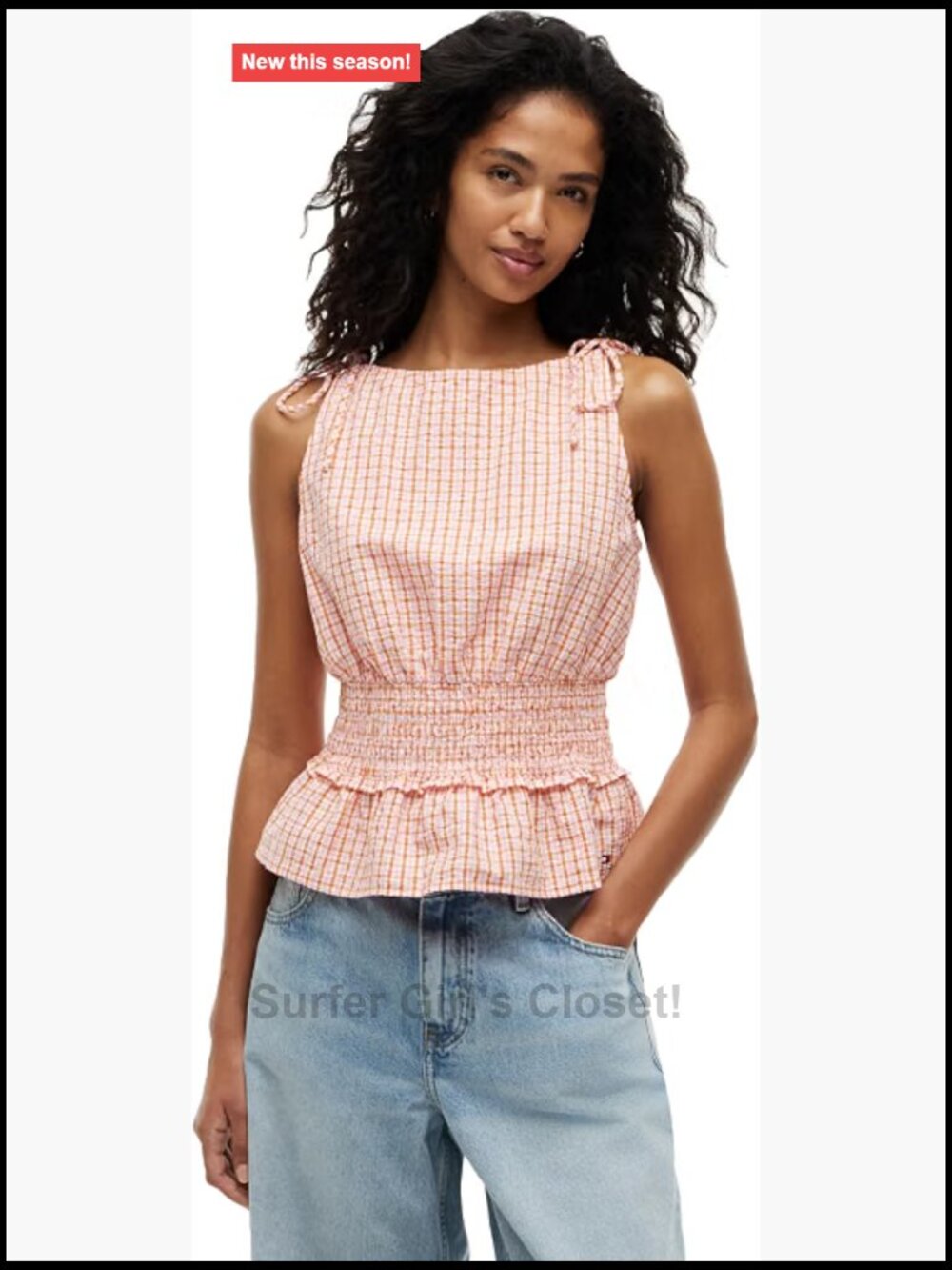 100% Cotton Sleeveless Smocked Blouse with Shoulder Ties